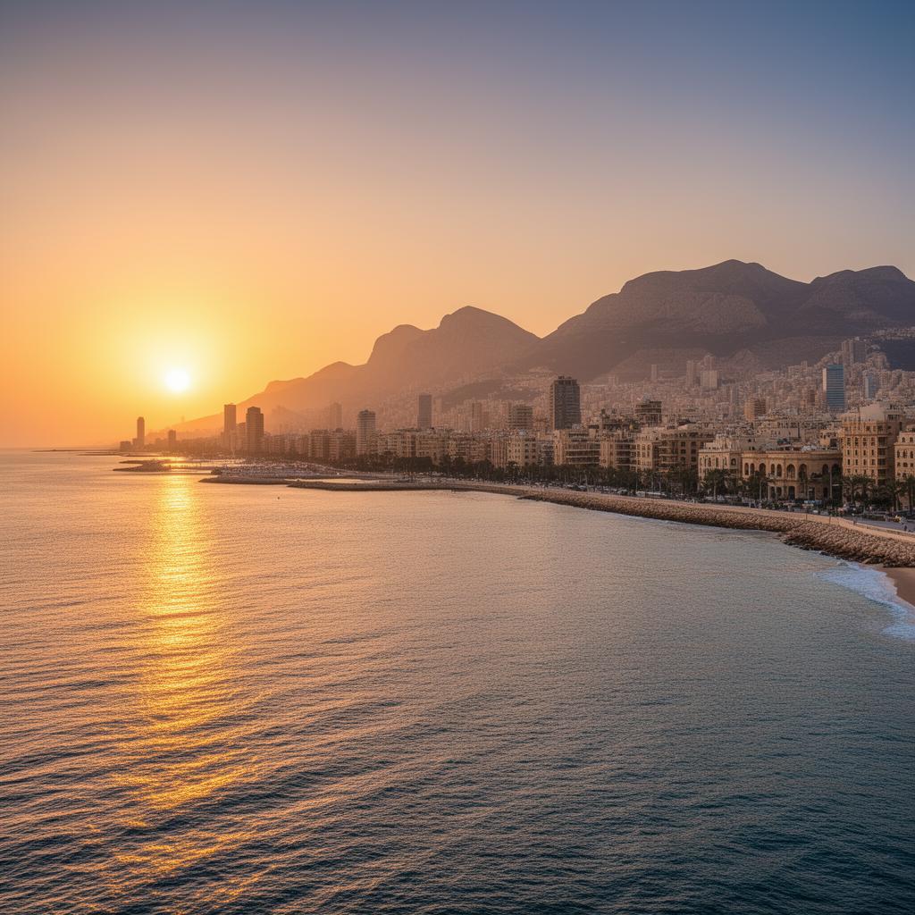 Beirut coastline at golden hour