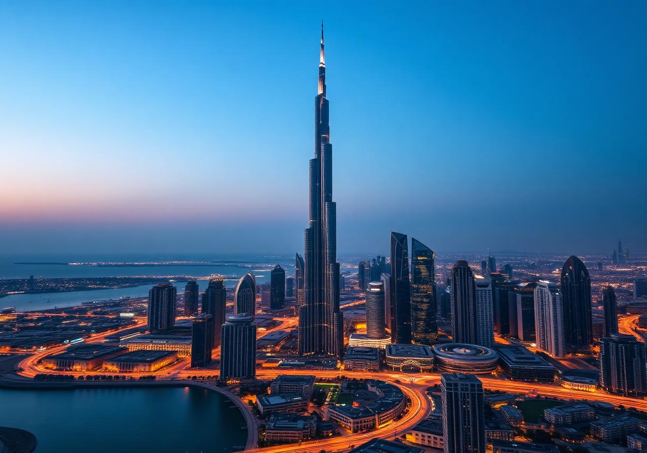 Dubai skyline at twilight